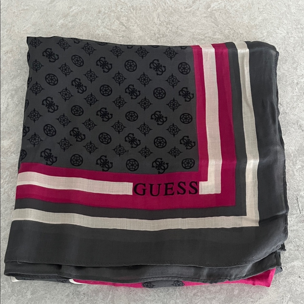 Guess Women's Black and Magenta Scarf